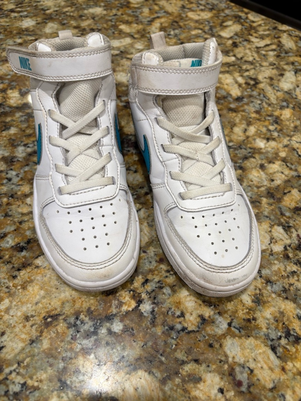 Nike Court Borough Mid Kids White Sneakers with Teal